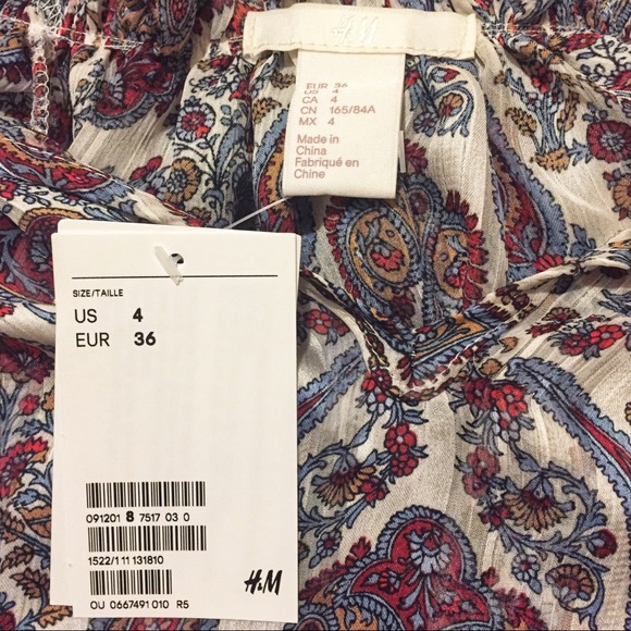 NWT H&M Sheer Blouse with Flowers and Paisley Pattern - Picture 5 of 6